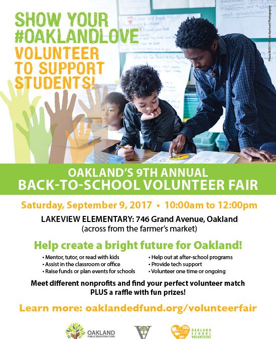Sign up for 1st Saturdays at our booth for Oakland’s 9th Annual Back-to-School Volunteer Fair